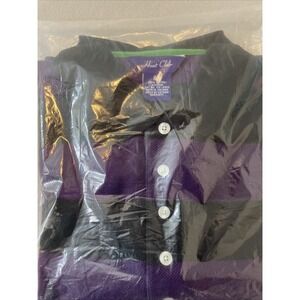 Hunt club polo rugby long sleeve shirt XL Black purple striped Preppy NOS